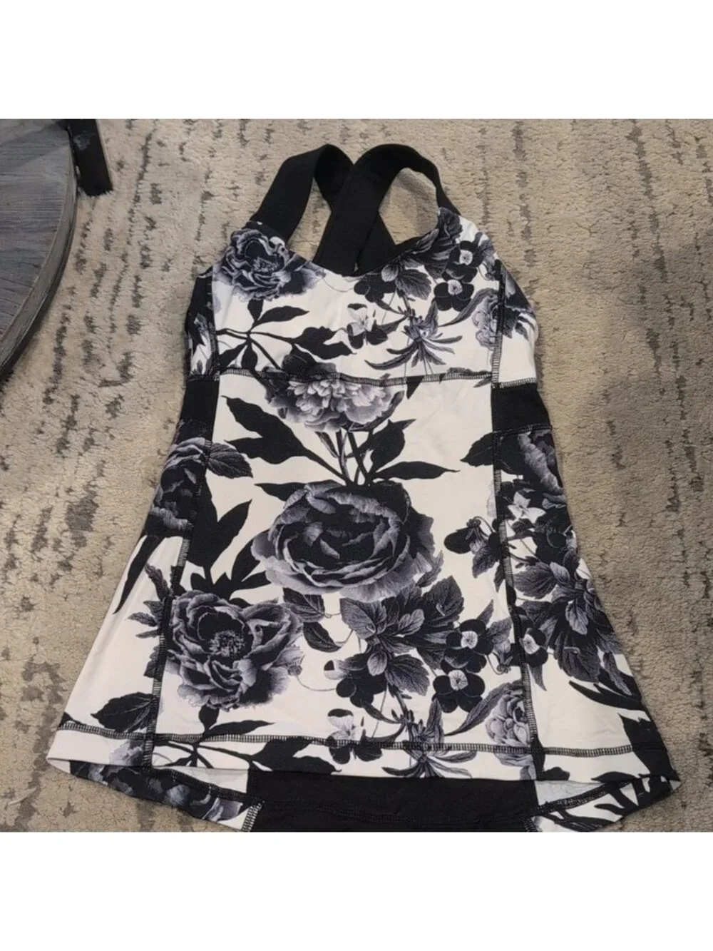 Lululemon Push Ur Limits Tank Brisk Bloom Black White / Black